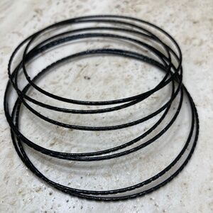 Six Black Bangles Bracelets Jewelry